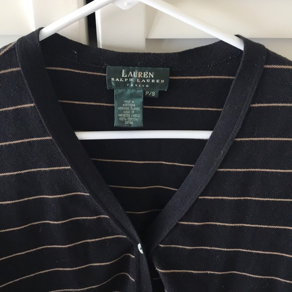 Ralph Lauren petite small black gold cardigan top - Picture 2 of 4